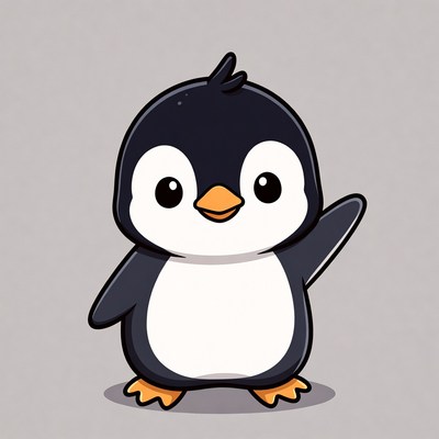 Cute cartoon penguin waving