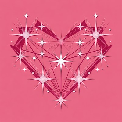 Pink Heart with White Stars