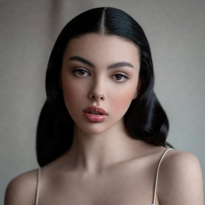 Beautiful woman with long black hair