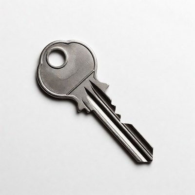 Silver key on white background