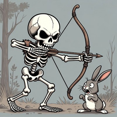 Skeleton archer scaring bunny