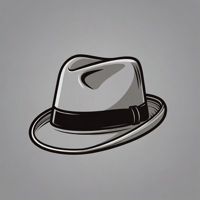 Gray fedora hat illustration