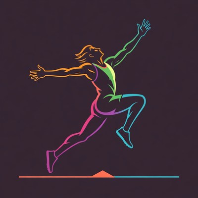 Colorful silhouette man jumping