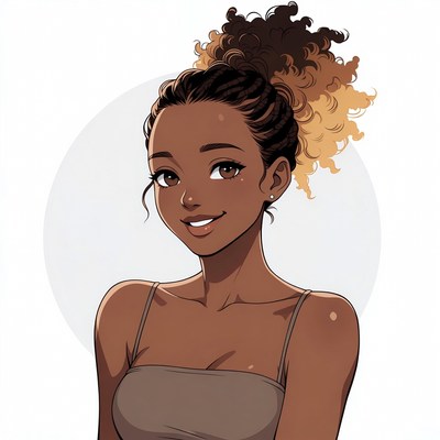 Smiling African-American woman with curly hair