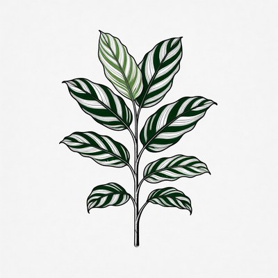 Striped Calathea Plant Illustration