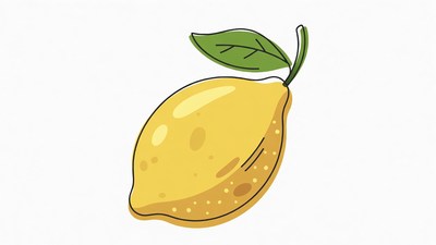 Lemon with Leaf Illustration
