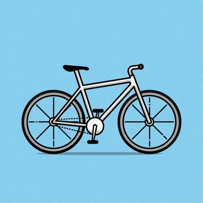 Silver bicycle on blue background