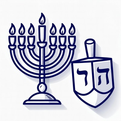 Menorah and Dreidel Hanukkah Illustration