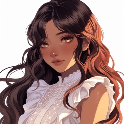 Anime girl with black orange hair