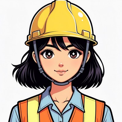 Asian woman wearing yellow hard hat