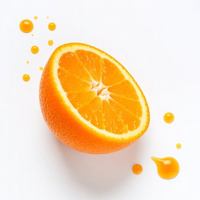 Sliced Orange with Juice Splashes