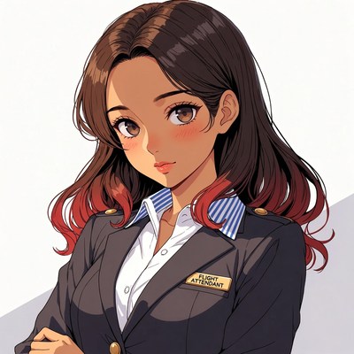 Anime flight attendant woman