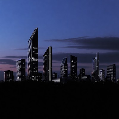 Modern Skyscrapers at Night Skyline
