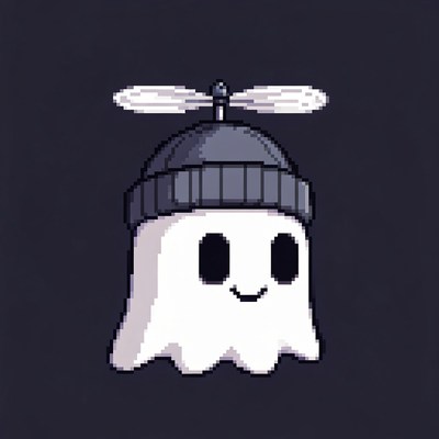 Pixel Ghost with Propeller Beanie