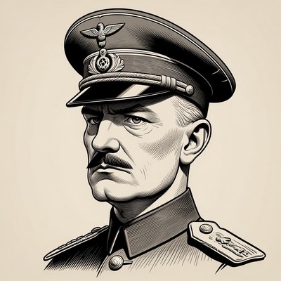 German officer in peaked cap