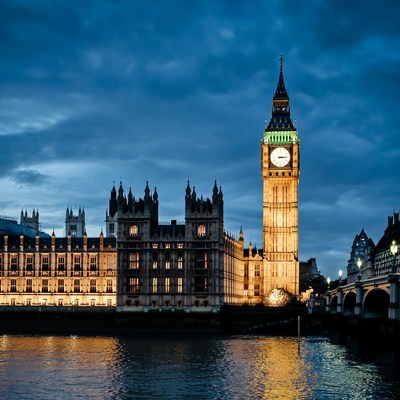 Big Ben at Night by River Thames