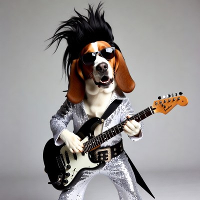 Rockstar Beagle Playing Electric Guitar