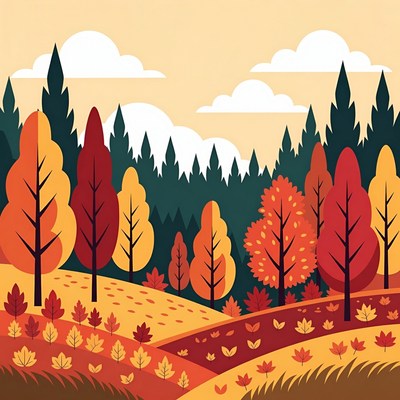 Autumn Forest Landscape Illustration