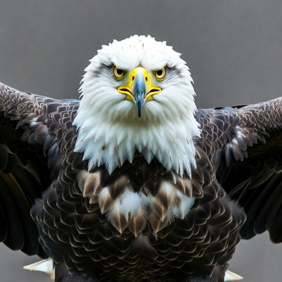 Bald eagle with wings spread