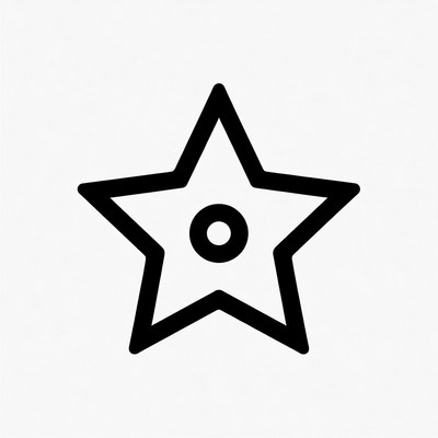 Black outline star with circle