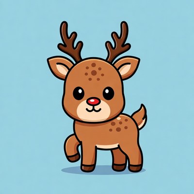 Cute cartoon reindeer standing