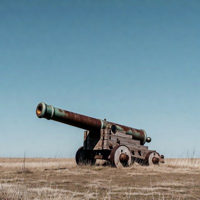 Rusty Cannon in Grassy Field