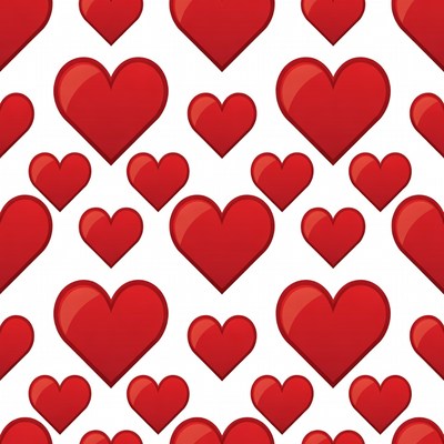 Red Hearts Pattern on White