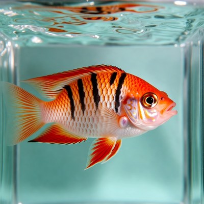 Orange Tiger Fish in Glass Tank