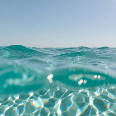 Turquoise Ocean Waves Surface View