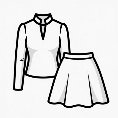 Black Outline Blouse and Skirt