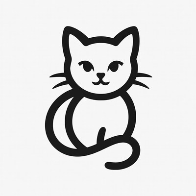 Cute black outline cat illustration