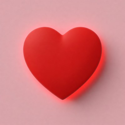 Red 3D Heart on Pink Background