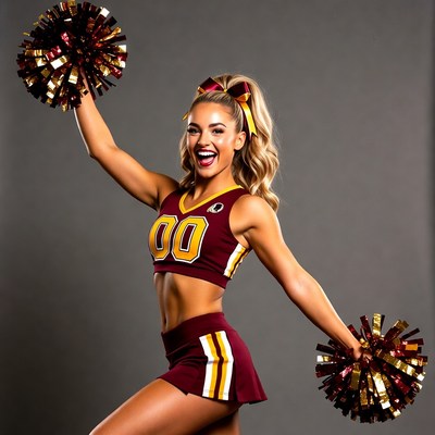 Cheerleader with pom poms cheering