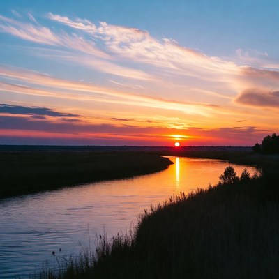 Sunset over Marsh River