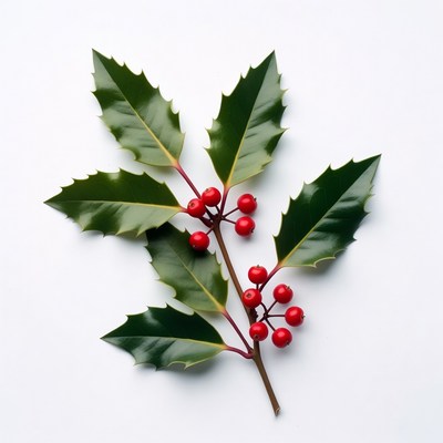 Holly Leaves with Red Berries