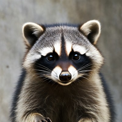 Cute raccoon on gray background