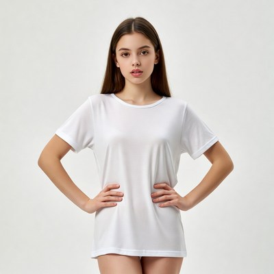 Young woman in white t-shirt