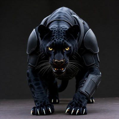 Black Panther in Armor Growling