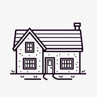 Line Art House Illustration