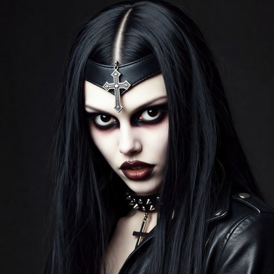 Gothic woman with cross headband