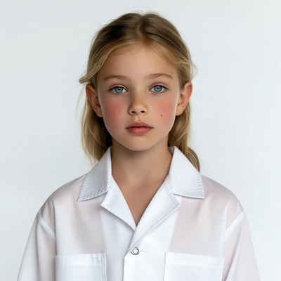 Blonde girl in white shirt