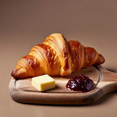 Croissant with Butter and Jam