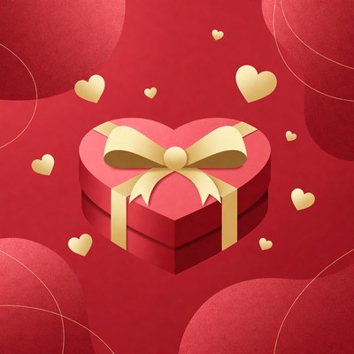 Red Heart Gift Box with Bow