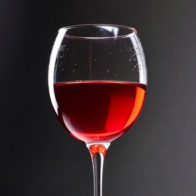 Red Wine Glass on Black Background