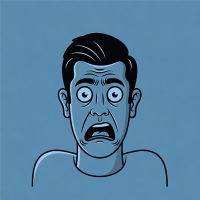 Cartoon man with shocked expression