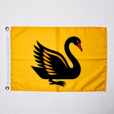 Black swan on yellow flag