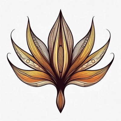 Detailed golden lotus flower illustration