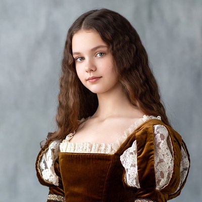 Girl in brown velvet Renaissance dress
