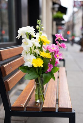 Flower Bouquet on Urban Bench