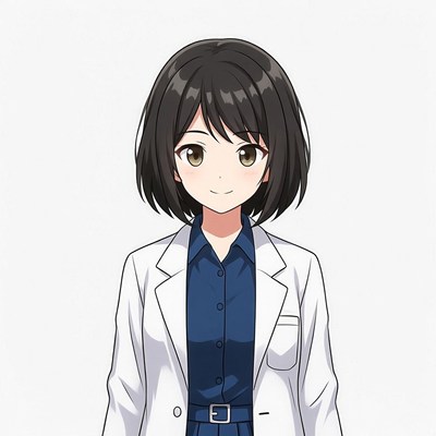 Anime girl in white lab coat